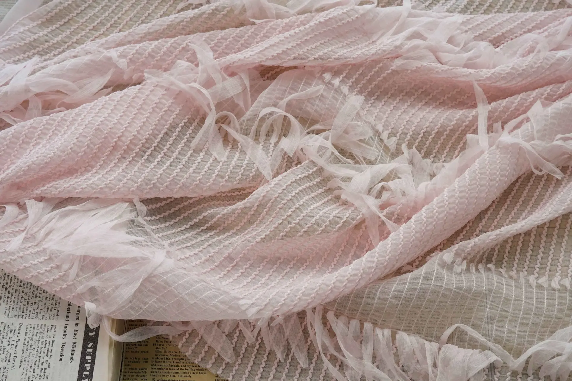 Breathable Chiffon Fabric with Tassels - Suitable for Wedding and Evening Dresses, Summer Clothing By The Meter