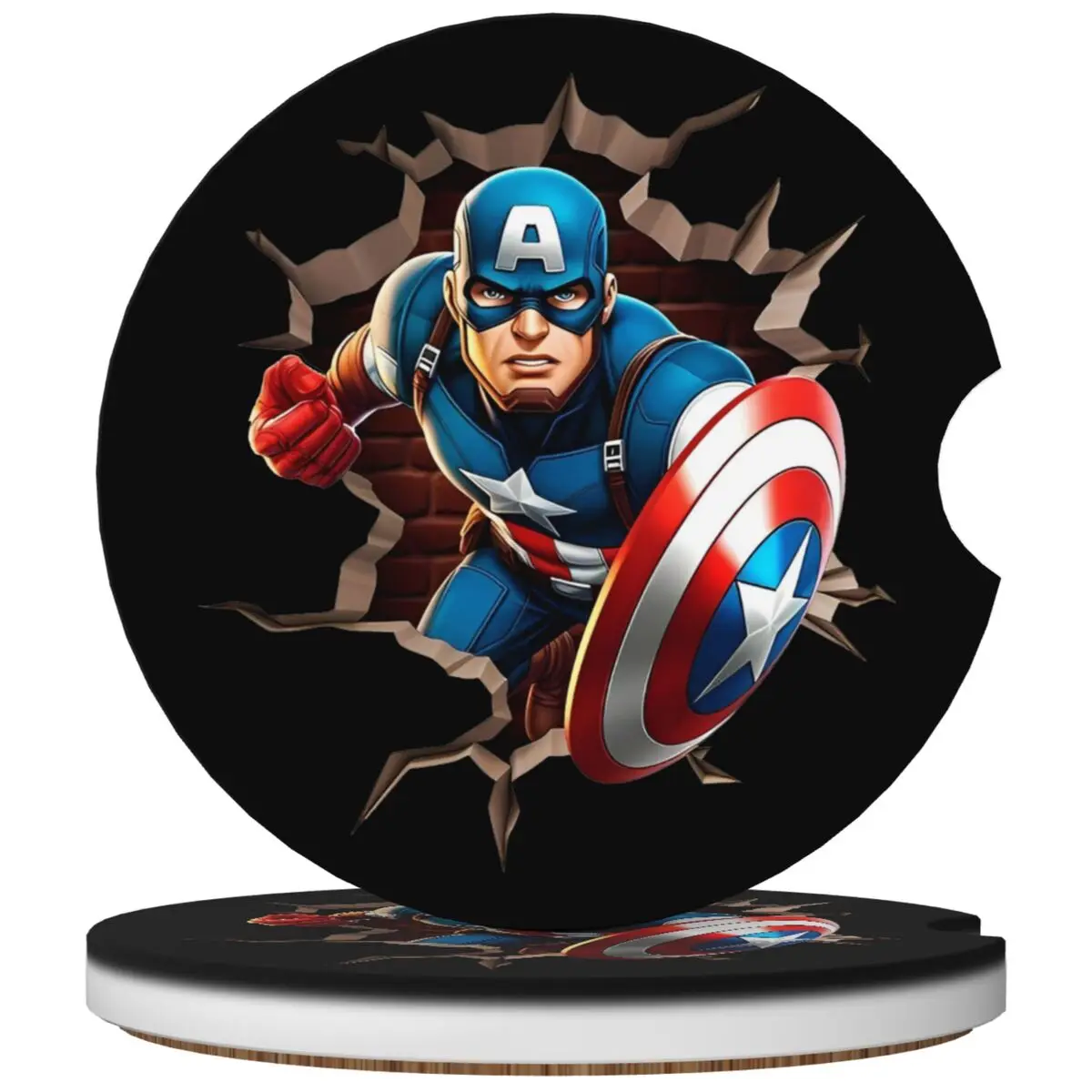 Cute Car Cup Coaster 2 Pack Captain America Car Interior Accessories Universal Recessed Car Cup Holder Insert Coasters