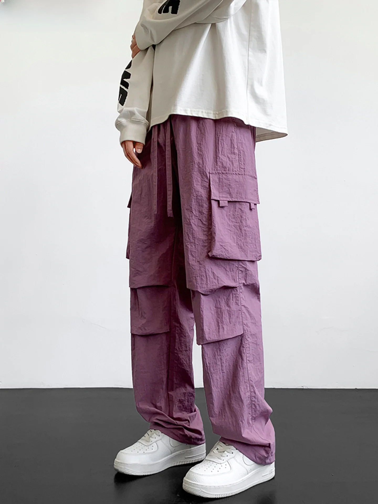 Wassup Erika2025 الرجال فضفاض واسعة الساق ملابس العمل السراويل الصيف الرياضة في الهواء الطلق تسلق السراويل عادية مستقيم الساق السراويل