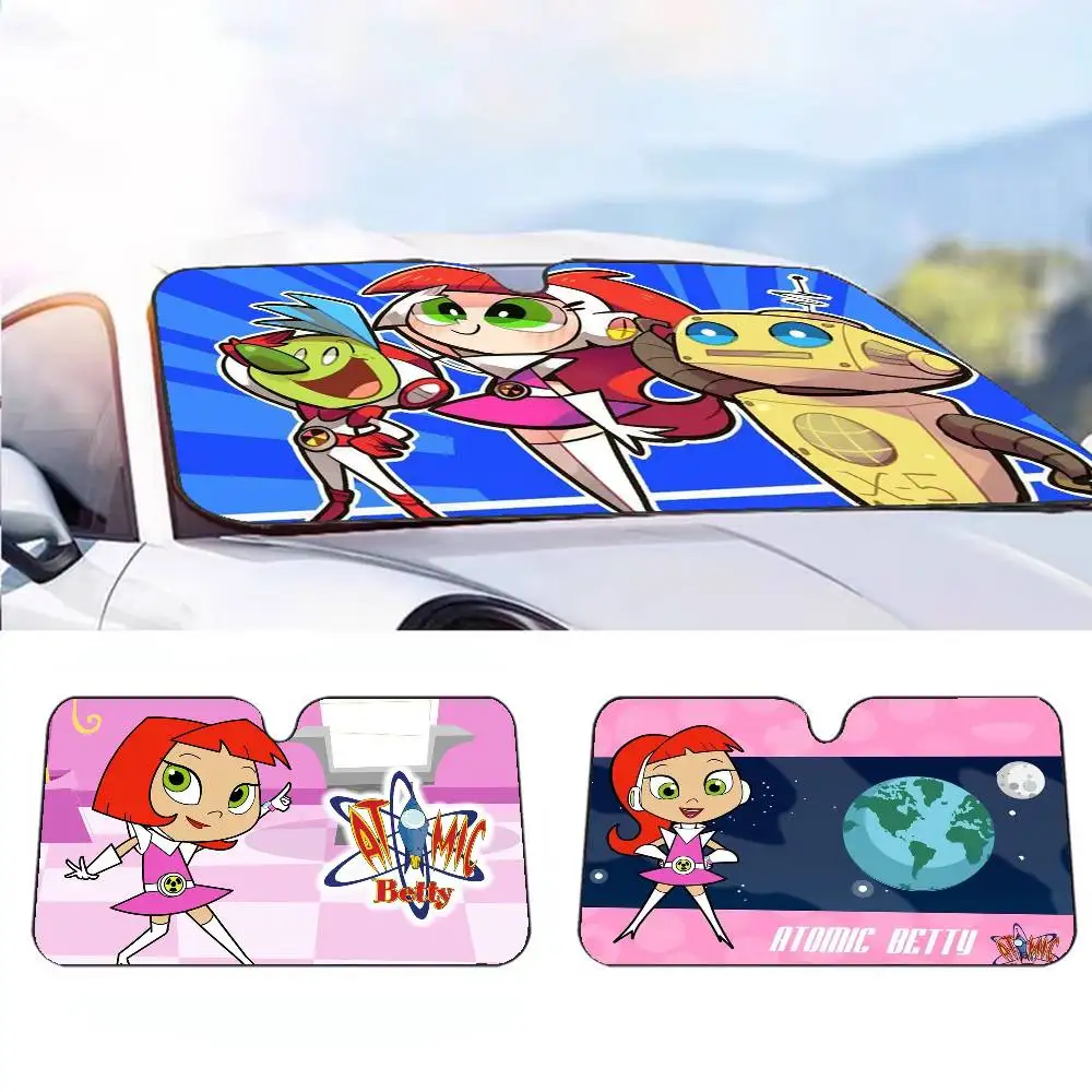 Dos desenhos animados a-atômico b-betty carro pára-sol guarda-sol pára-brisa do carro sombra proteção uv e refrigerador interior