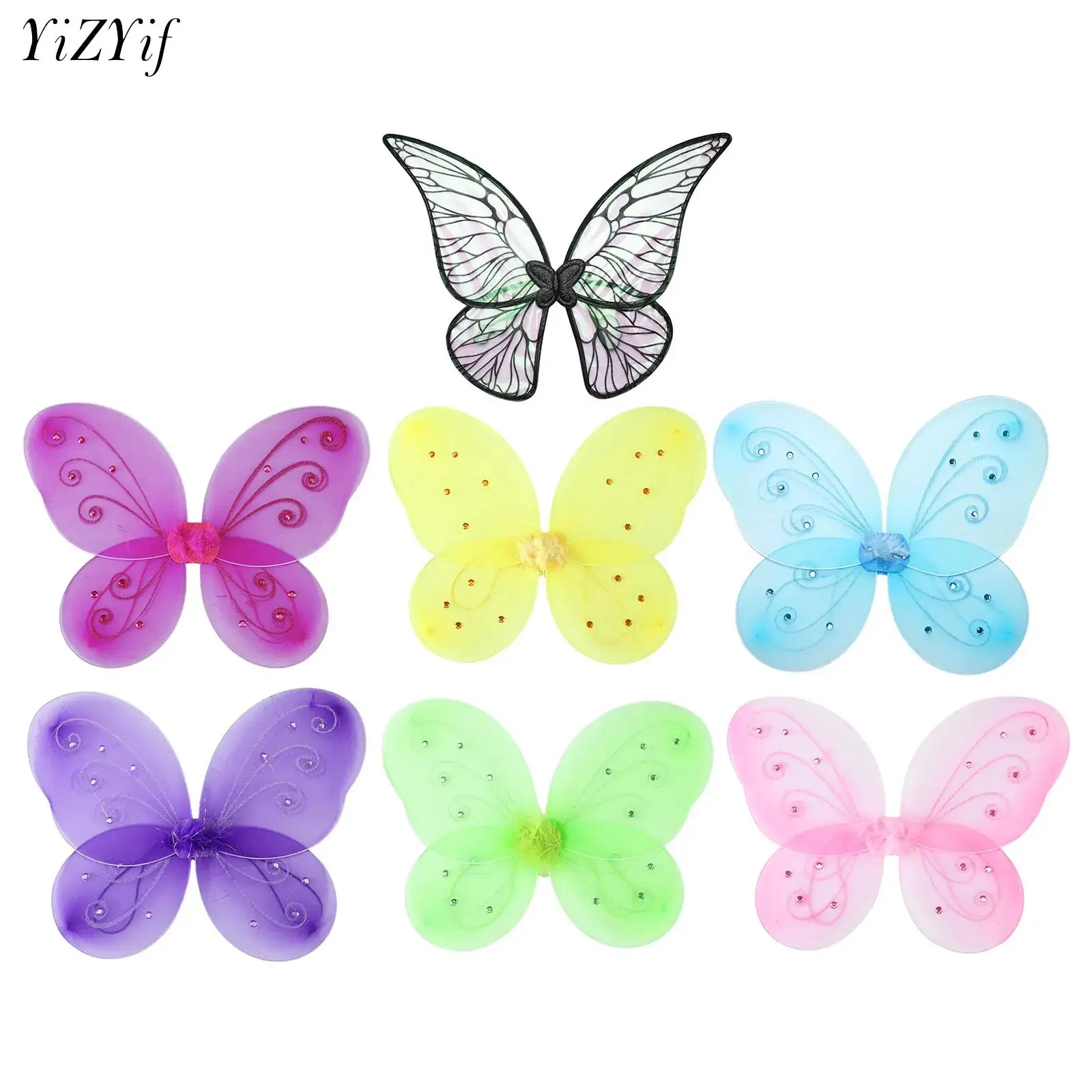 Princess Butterfly Wings Costume Prop Kids Adult Gradient Fairy Elf Angel Butterfly Wing Halloween Cosplay Dress Up puntelli per feste