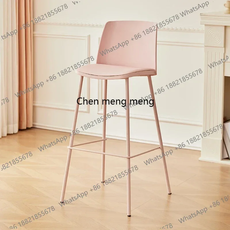 

zE5556Restaurant Height Bar Stool Minimalist Plastic Long Cream Throne Dining Chairs Makeup Comfortable Bancos De Bar Trendy Fur