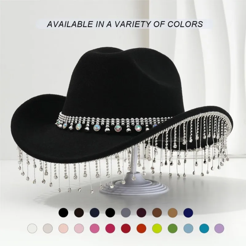 Fedora hat colorful water tassels performance photography party carnival new festival women's style