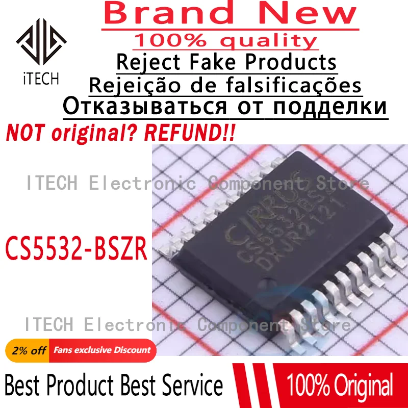 5pcs/lot Original CS5532-BSZR CS5532-BSZ CS5532BSZ SSOP20 Ultra Low Noise Analog-to-digital Converter 100% New and Genuine