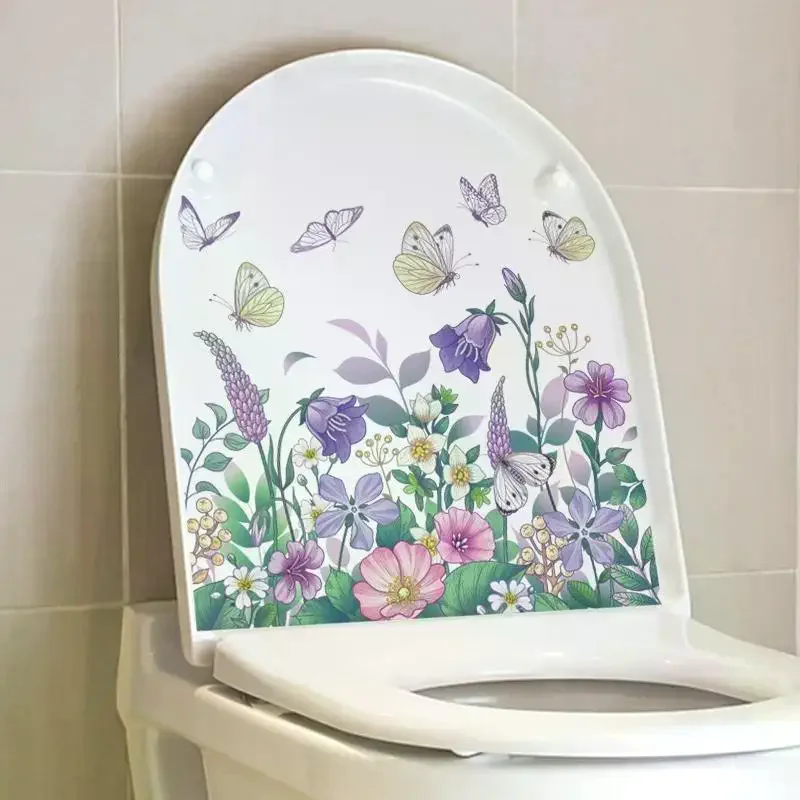 

Bathroom Toilet Seat Sticker Self-Adhesive Floral Butterfly Decals Toilet Stickers For Cistern Bathroom WC Restroom Decor