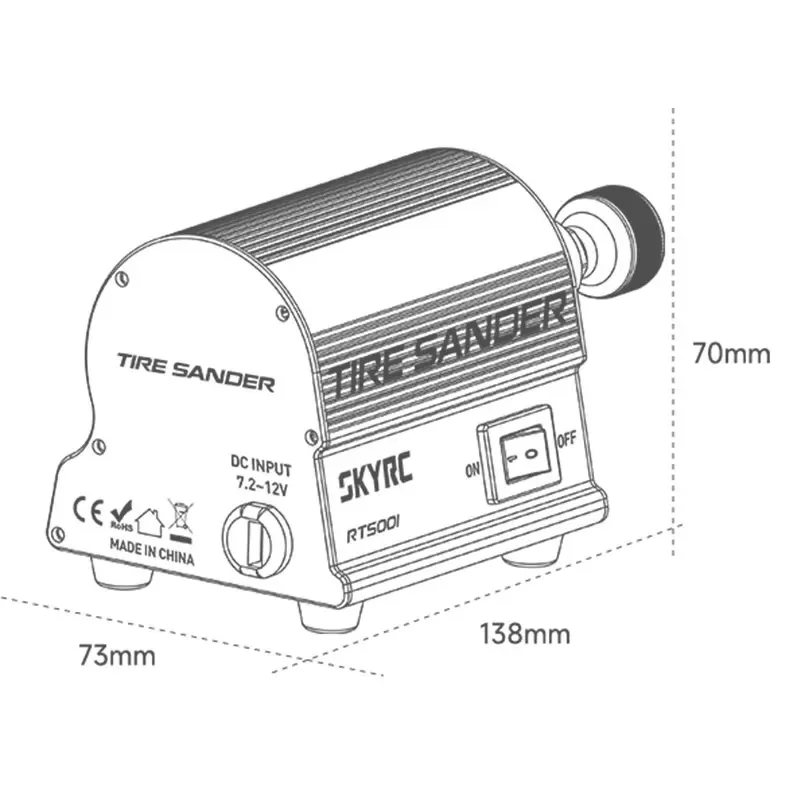 SKYRC RTS001 Rubber Tire Sander 7.2V-12V DC Input Powerful DC Motor Tyre Aluminum Case with Dual Bearings for RC Racing Touring