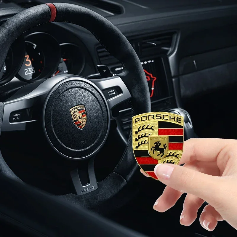 40mm*29mm Car Steering Wheel Badge Emblem Cover Logo Sticker For Porsche Car Stickers