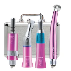 4Pcs/Kit Dental Academic Kits High Speed Turbine +Low Speed Dentak Kit With Metal Box Push Button 3 Water Spray Ceremic Rotor