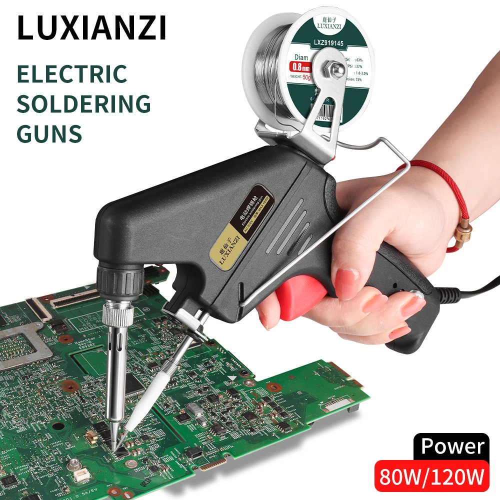 LUXIANZI 80W/120W Electric Soldering Iron Automatic Send Tin Gun Set For Circuit Board PCB Repair Welding Tool Internal Heating