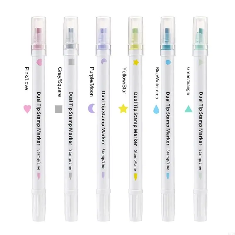 H37B Stempelmarker Set 6 Farbdoppelte -Stempelmarkierungen für Scrapbooking Journal