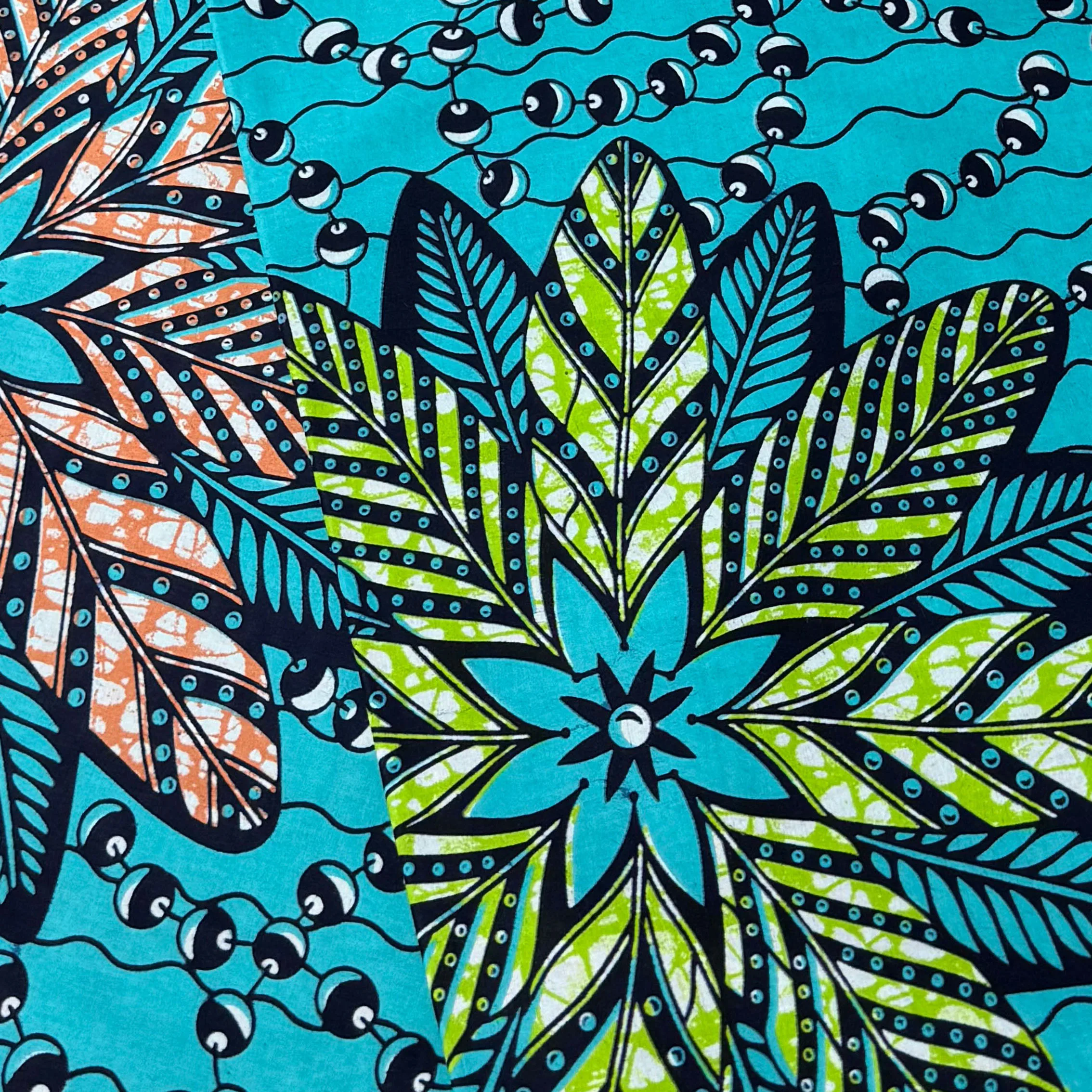 African Wax Print Fabric Super Quality 100% Cotton Teal Green Big Floral Ankara Pagne Cloth For Women Dress Sewing DIY Craft