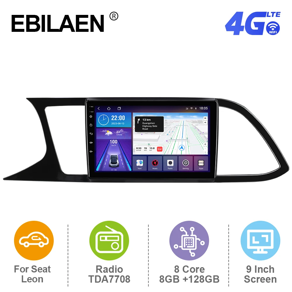 EBILAEN Android 12 Car Radio For Seat Leon 2012-2020 Multimedia Player GPS RDS Navigation Carplay Autoradio 4G FM WIFI