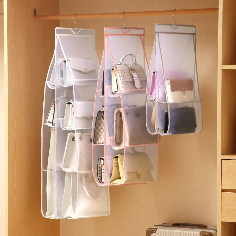 Hanging Handbag Organizer Wardrobe Closet Transparent Storage Bag Door Wall Clear Sundry Shoe Bag Hanger Pouch Accessories Stuff