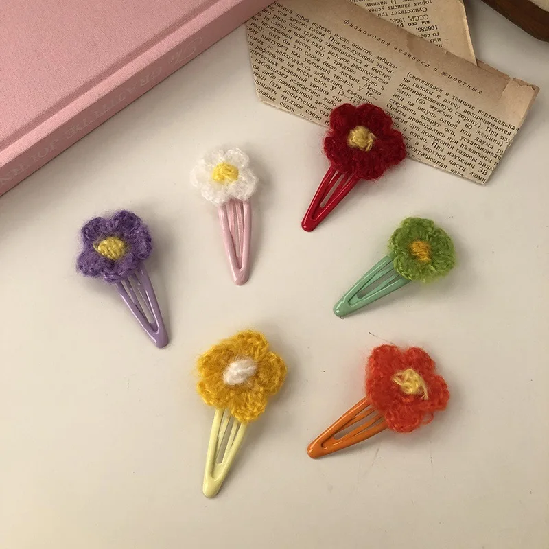 1PCS Colorful Yarn Flower Hair Clips for Women Cute Small Flower BB Clips Bangs Side Hairpins Sweet Hair Accessories for Girls