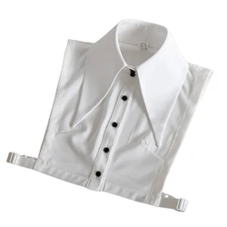 Women Vintage Wide Lapel False Fake Collar Button Detachable Half Top Dickey New Dropship