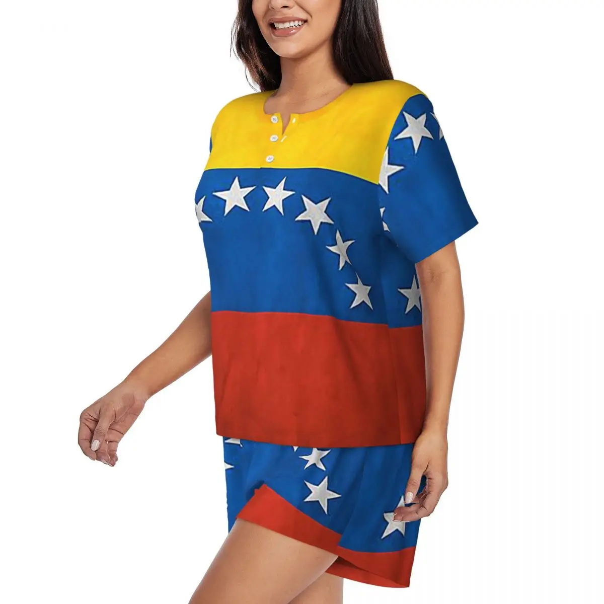 Venezuela Venezuelan Flag National Flag Of Venezuela Round Neck Short Sleeve Nightgowns for Sleeping Sleepshirts Women Soft