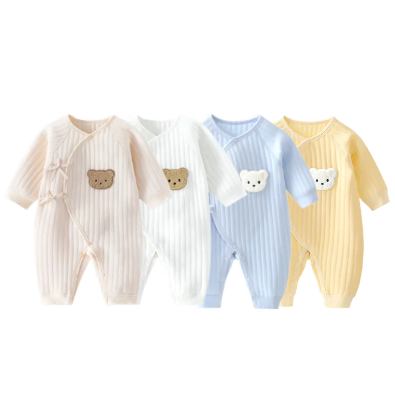 

Jumpsuit Newborn Baby Clothes 0-6Months Long Sleeve 100 Cotton Solid Rompers for Spring and Autumn Bodysuit & One-piece Soft