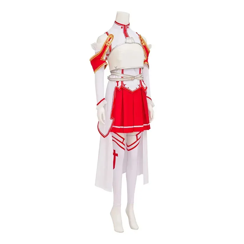 2025 Hot Sword Art Online Yuuki Asuna Dress Costume for Women Uniform Halloween Party Cosplay Armor Full Set 7pcs wig jd;2