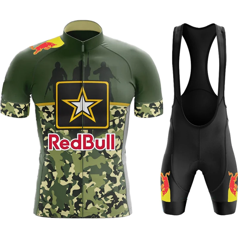 

Red Bull Cycling Clothes Men's Shirt Road Bike Uniform Pants Man Mtb Shorts Bicycle Clothing Laser Cut Bib Jumper Gel Jersey Set