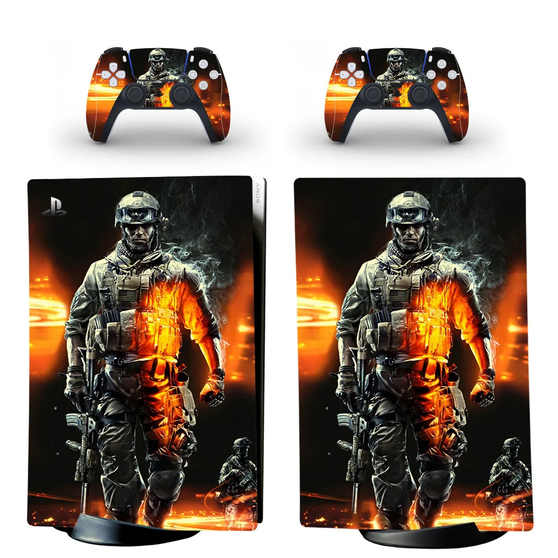 ملصق جلدي رقمي على شكل قرص Battlefield PS5 غطاء لاصق لوحدة التحكم PS5 ملصق جلدي قياسي للقرص من الفينيل