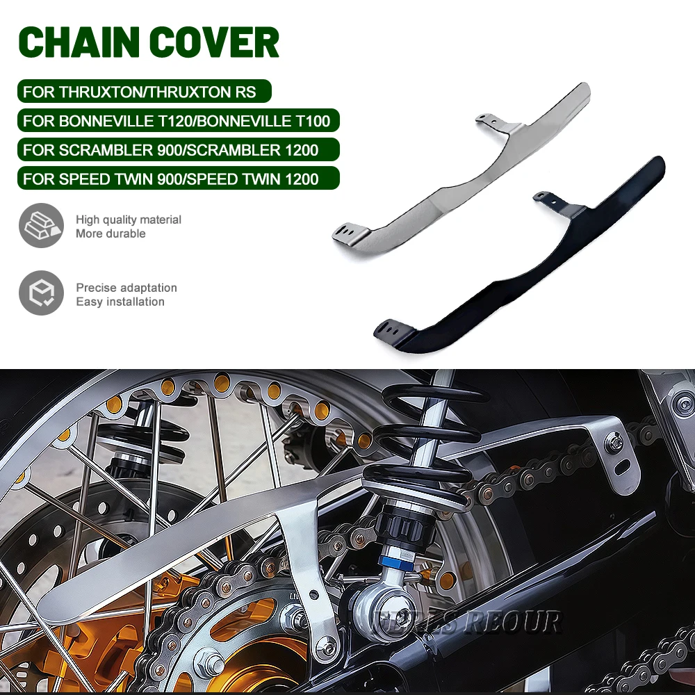 Stainless steel chain guard for Triumph Bonneville T100/T120, Thruxton RS, and Speed ​​Twin 900/1200 motorcycles