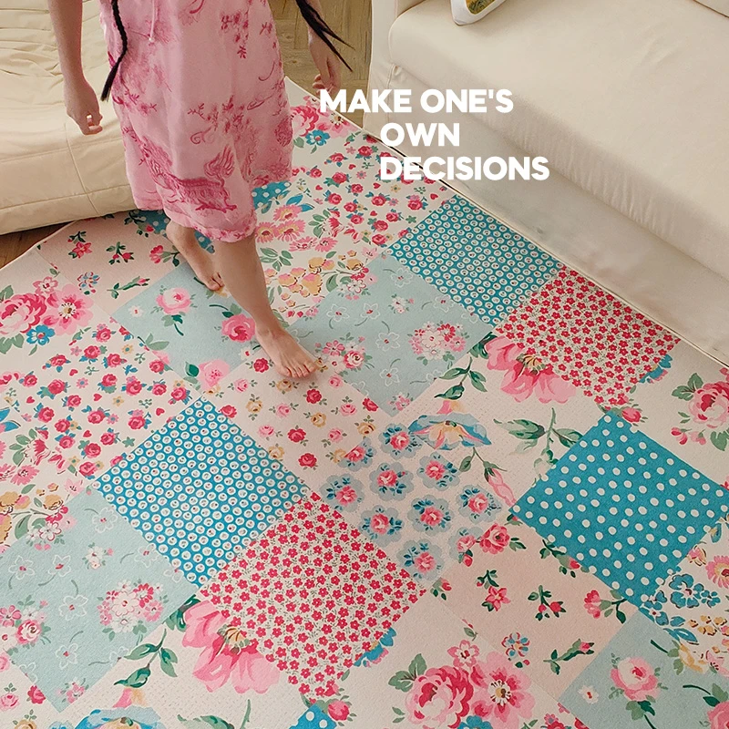 

Цветочный ковер для гостиной, ретро ковер для дивана, цветной цветок, лоскутное шитье, большие ковры, коврики для спальни, прикроватный напольный коврик, домашний декор, индивидуальный заказ
