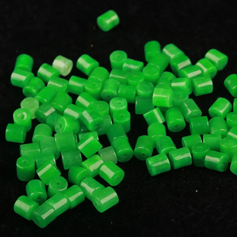 

50pcs 5*4mm Jade Dry Green Cylindrical Loose Beads Wholesale Handmade DIY Dry Green Tielongsheng Bracelet Necklace Accessories