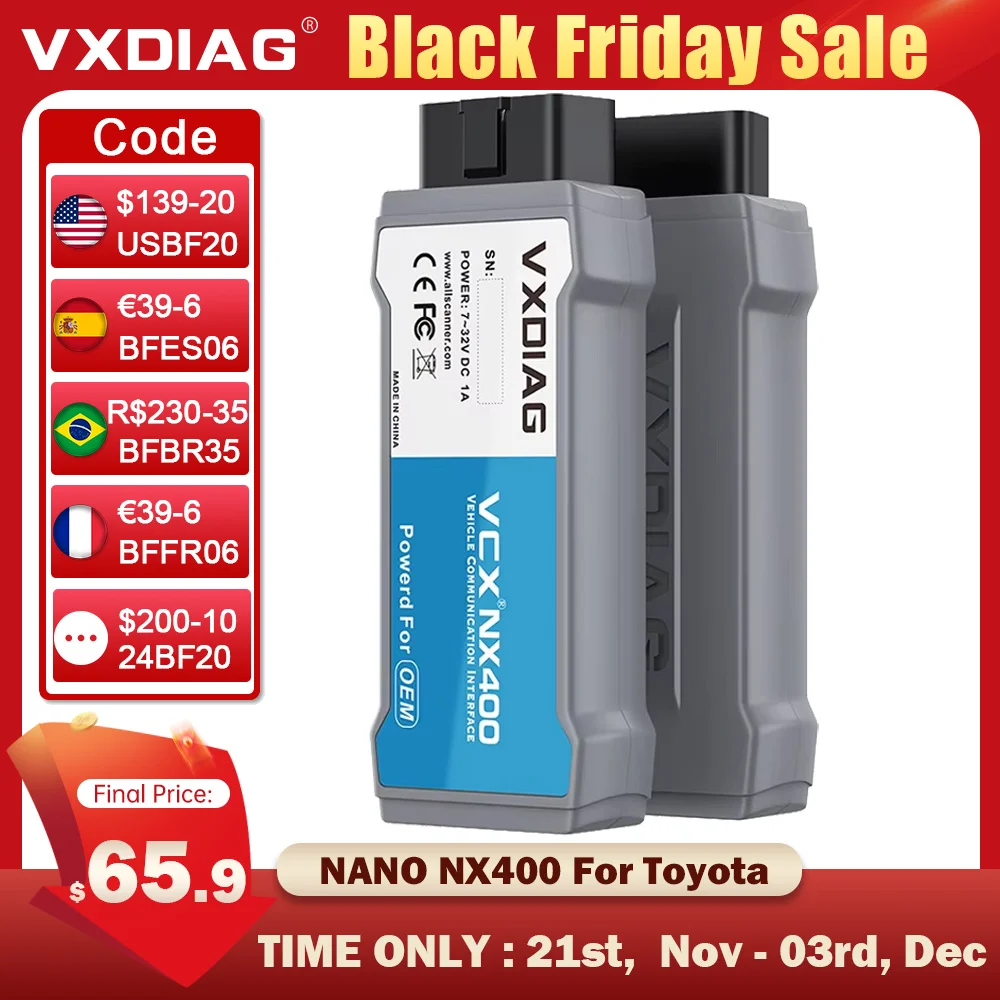 VXDIAG-VCX NANO NX400, Pigments pour Toyota J2534, Techstream pour Lexus, Outils de Diagnostic existent, Lecteur de Code de Codage ECU, Scanner