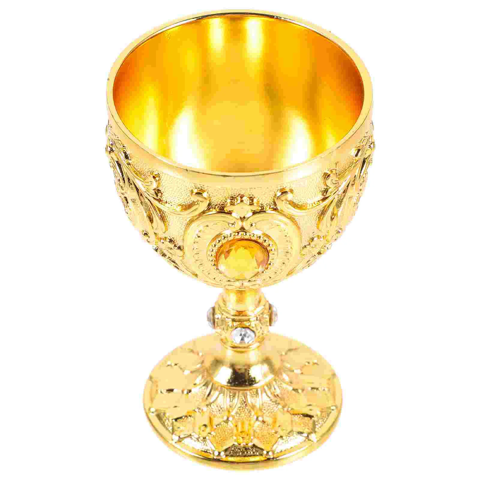 Small Handless Winecup European High-end 30ml White Retro Glass (gold) Bridesmaid Water Cups Aluminum Alloy