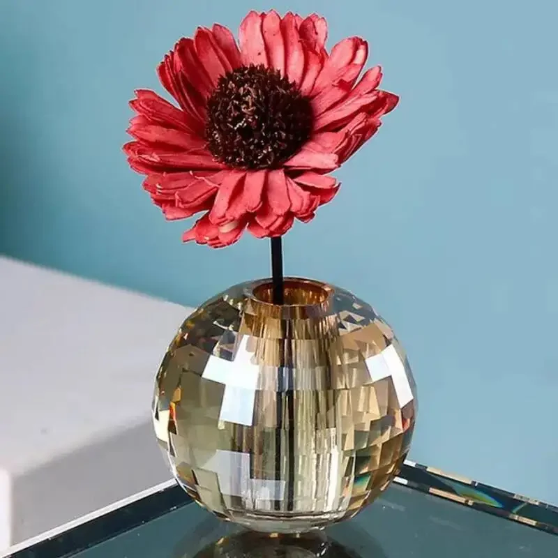 Glass Crystal Aroma Diffuser Bottle Geometric Circular Crystal Ball Toothbrush Holder Aromatherapy Base Home Decoration