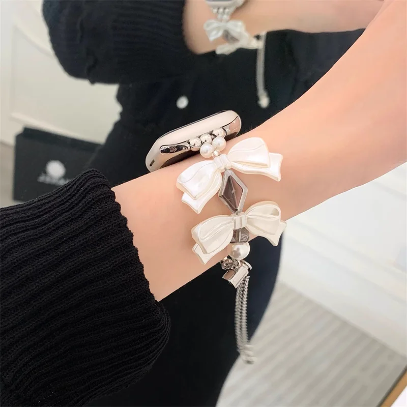 Cute Bear Stainless Chain For Apple Watch 6 4CuSE 7 3 Band 38 44mm 42mm 45mm 41mm Chain Strap For Apple Watch Series 5 40mm Belt