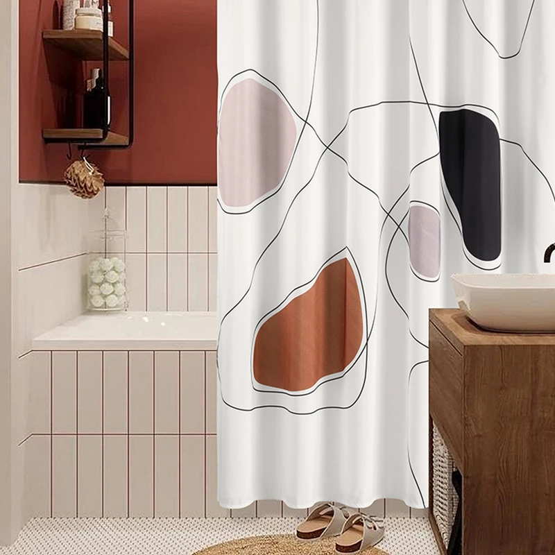 not in-Customizable Hook Style Shower Curtain,99.9% Waterproof, Thick, Mildewproof Fabric, Home Curtains, Bathroom Curtain