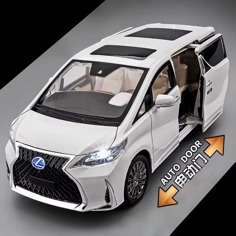 

Electric Door 1/18 LM300 MPV Alloy Luxy Car Model Diecast Metal Vehicles Car Model High Simulation Sound and Light Kids Toy Gift