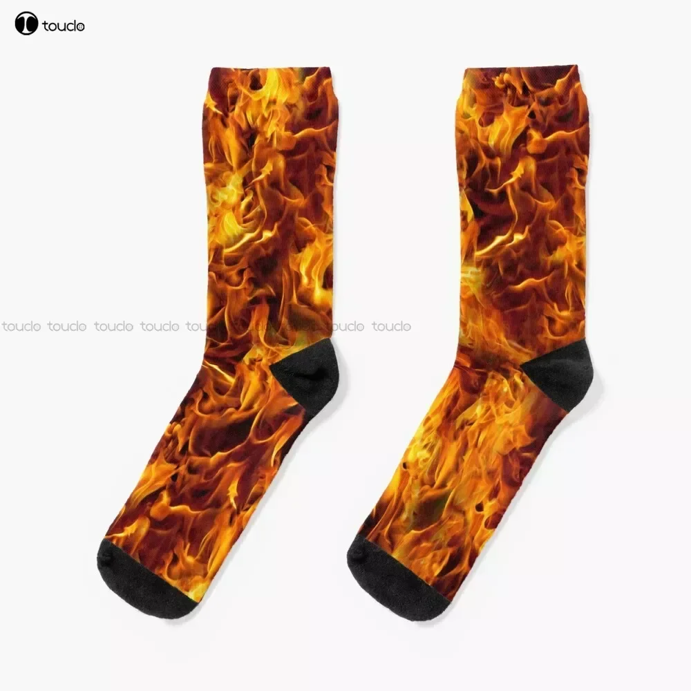 Fire And Flames Pattern Socks Personalized Custom Unisex Adult Teen Youth Socks 360° Digital Print Custom Gift Streetwear