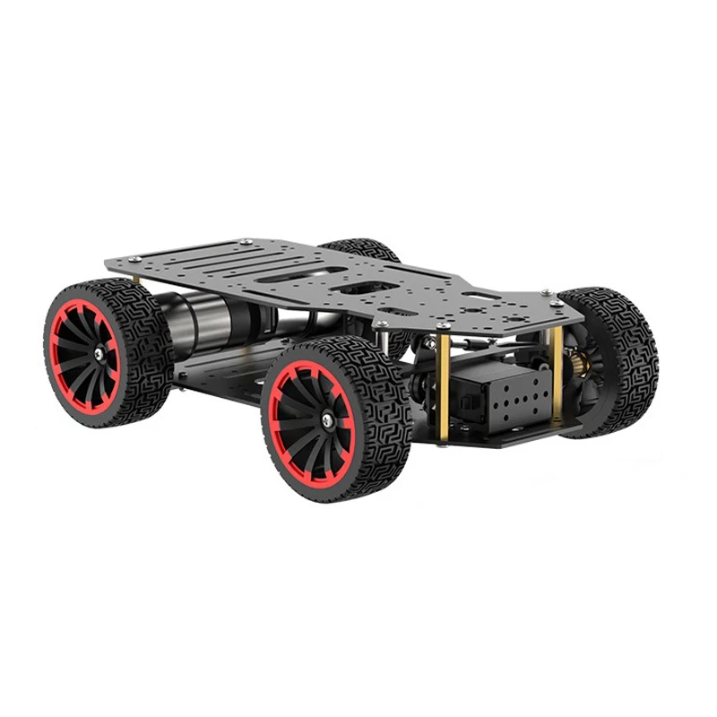 5KG Load Assembled Metal Ackerman Robot Car Chassis with Dual Encoder Motor Front Wheel Servo Steering ROS Programmable Robot