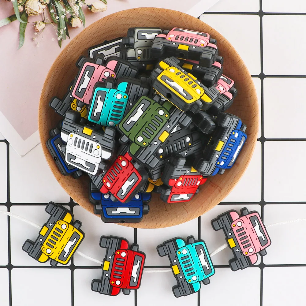 Sunrony 5/10Pcs Focal Silicone Beads Cartoon Rainbow Car Air Balloon For Jewelry Making DIY KeyChain Necklace Accessories