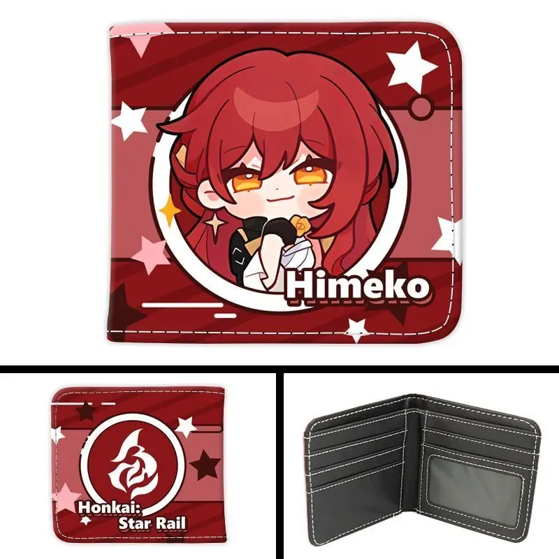 Anime Honkai:Star Rail Wallet Short Cute Pu Leather Q Style Caelus Unisex Purse Portable DanHeng Himeko JingYuan March 7th