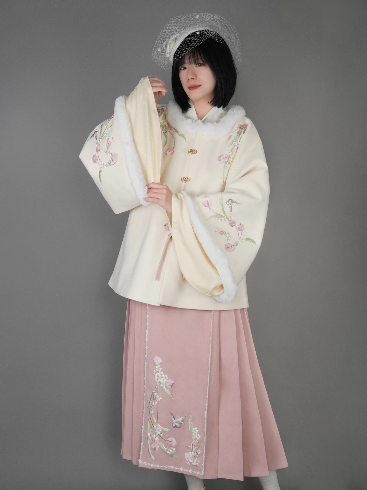 

Оригинальная шерстяная зимняя юбка-ханьфу большого размера с тюльпановым дизайном для полных женщин до 230 фунтов