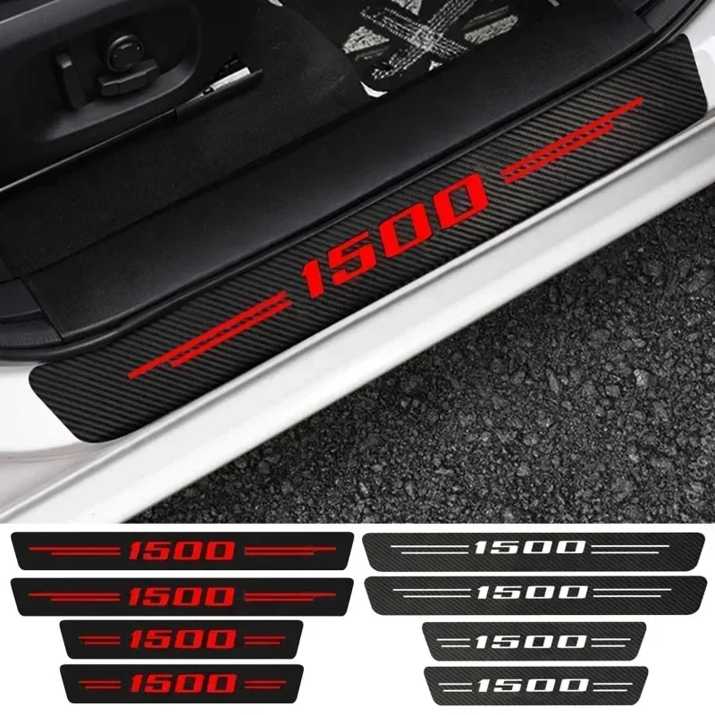 4PCS Car Door Sill Protector Stickers Carbon Fiber Threshold Decals for Dodge RAM SRT 1500 Avenger Journey Challenger Charger