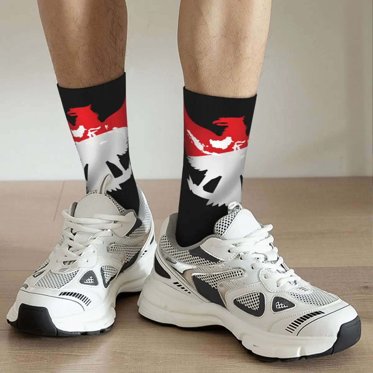 Happy Male Men Socks Casual Garuda Pancasila Eagle Indonesia Indonesian Red White Sock Sport Women's Socks Spring Autumn Winter