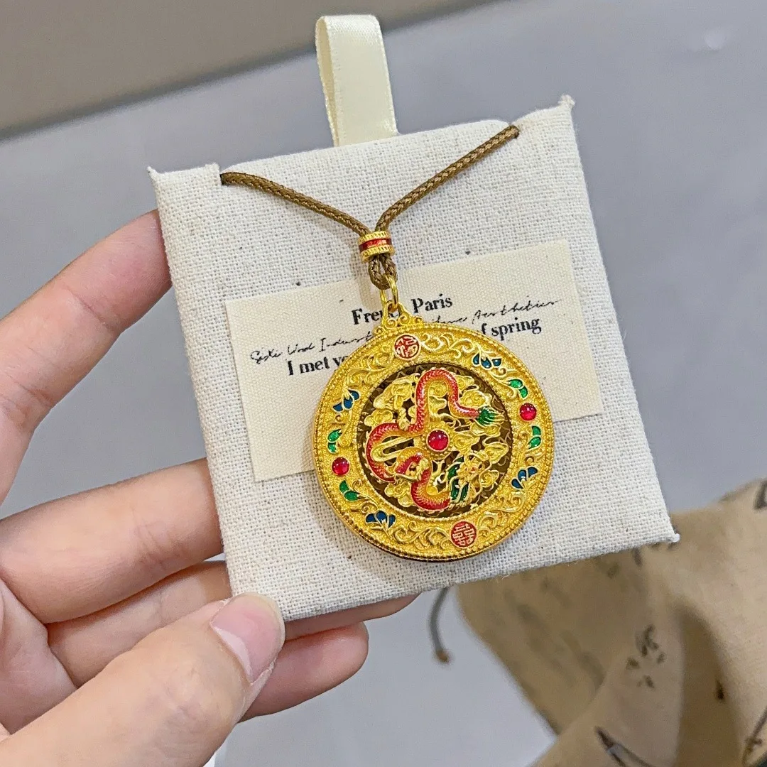 24K Gold AU999 Unisex Lotus Six-Syllable Mantra Rotating Compass Pendant - Premium craft, detailed, fits all ages