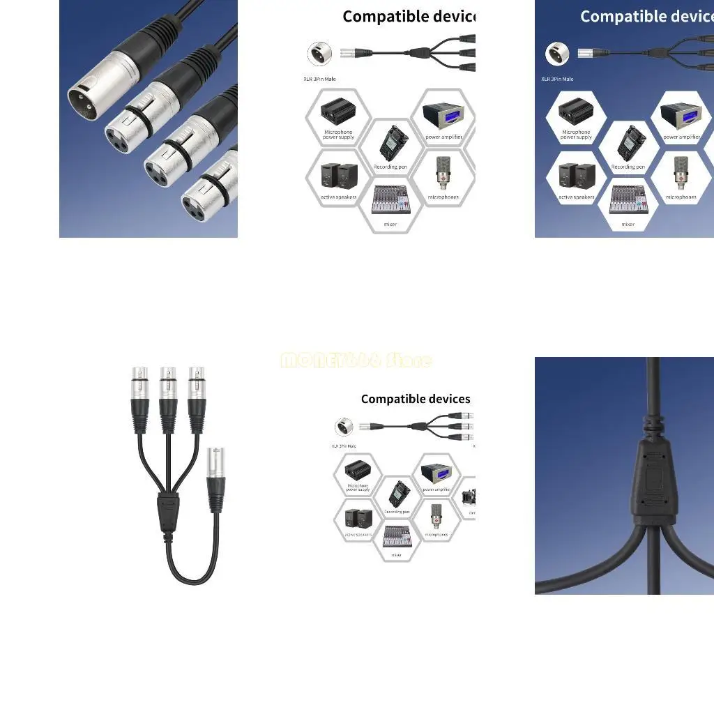 F62C 프리미엄 XLRS 스플리터 케이블 3 메일에서 1 마리의 남성 와이어 알루미늄 차폐 설계