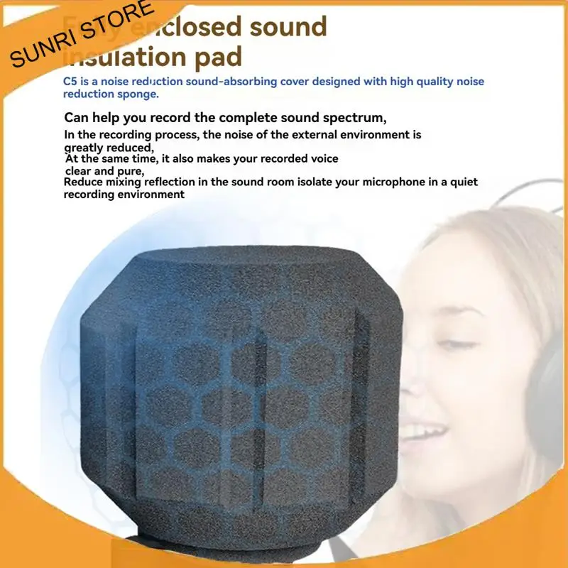 SUNRI-C5 Microphone Wind Shield Acoustic Filter Professional Condenser Mic Studio Sponge Soundproof Protection Cover