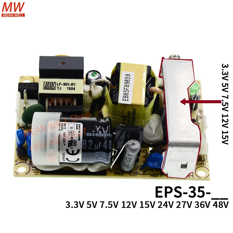 MEAN WELL 35W Single Output Switching Power Supply EPS-35-5 EPS-35-7.5 EPS-35-12 EPS-35-15 EPS-35-24 EPS-35-27 EPS-35-36