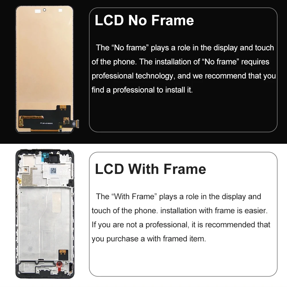 LCD Screen for Xiaomi Redmi Note 10 Pro LCD Display Touch Screen with Frame Replacment for Redmi Note 10 Pro M2101K6G M2101K6R