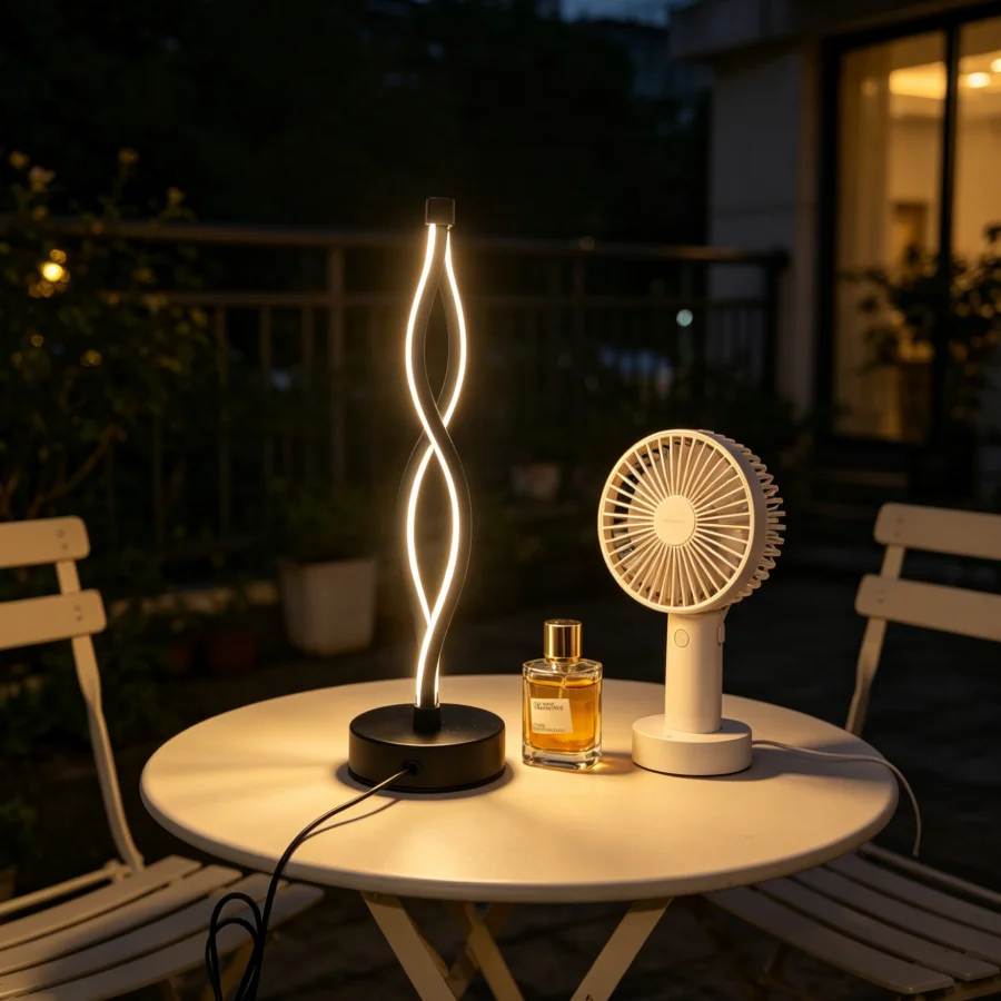 

1 шт. Минималистичная настольная LED-лампа с волнообразным дизайном, регулируемая теплая подсветка, питание от USB, декоративная лампа для спальни, гостиной, офиса