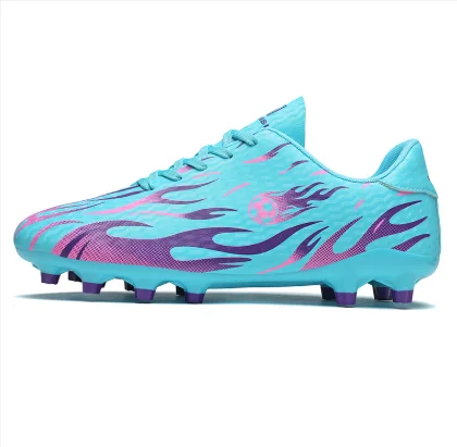 

Men Outdoor Lawn Football Boots Shock Absorbing Sole Breathable Lace Up Soccer Cleats Resistant Professional Training Footwear