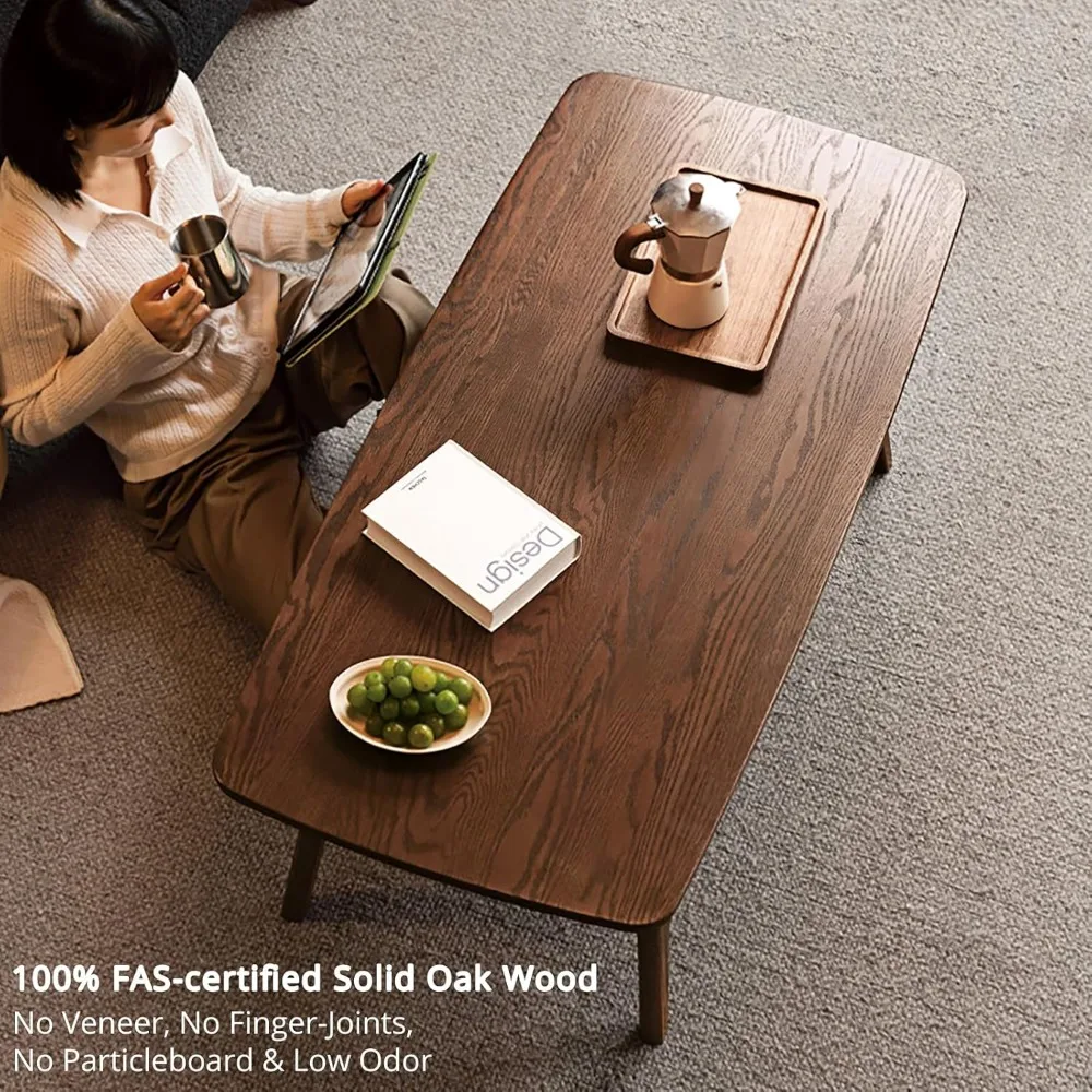 طاولة قهوة معاصرة من خشب البلوط على مستوىين مع مساحة تخزين مزدوجة لمساحات المعيشة وغرفة النوم #4