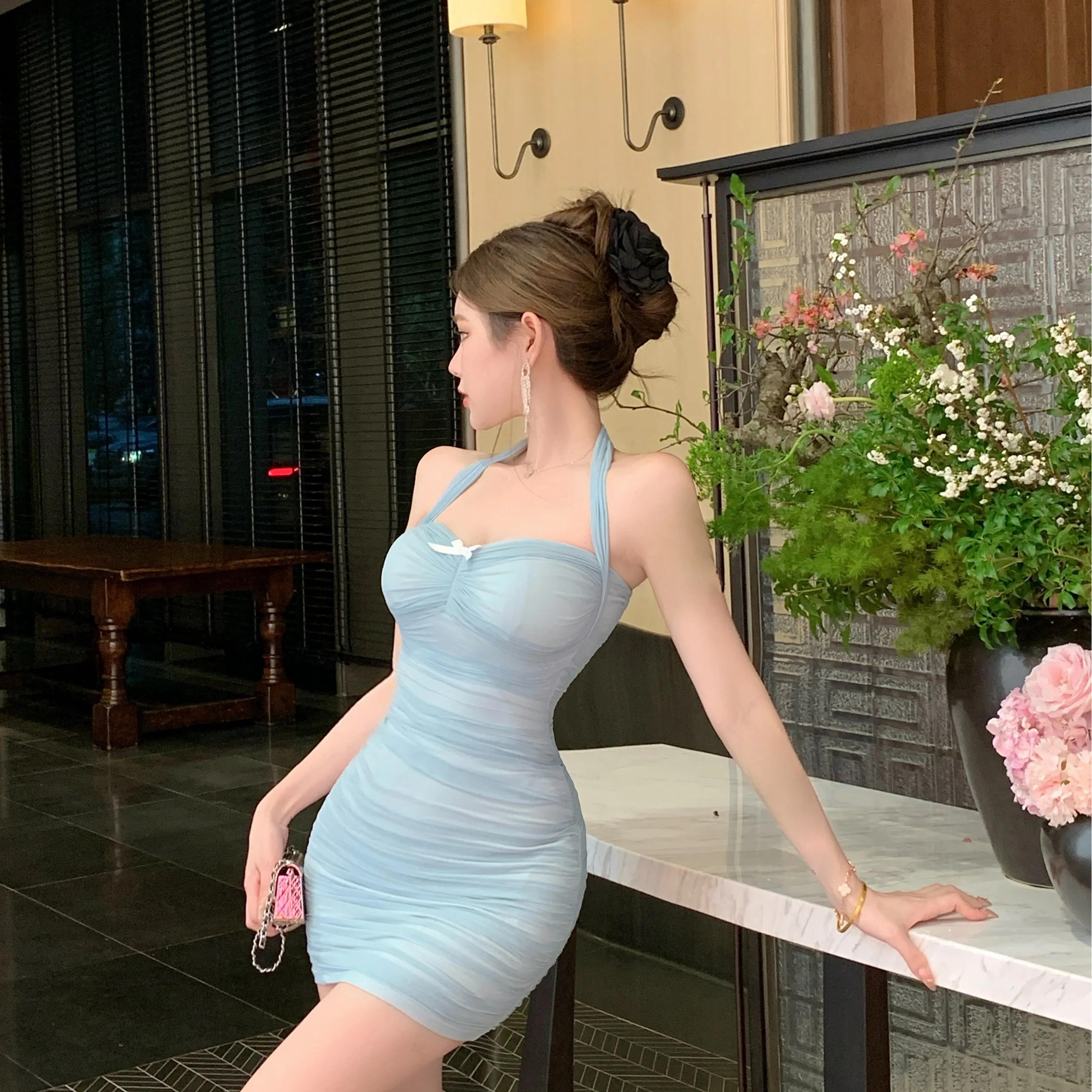 Brtte Ne Hängen Mich Wrap Bodycon Dr Hohe Taille ort Rock Koreanische Sle Frühling Herbst Neue Sle Abnehmen Dr