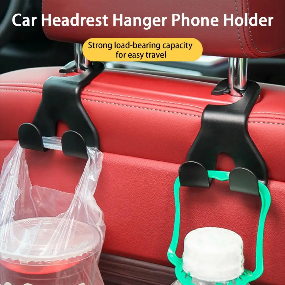 

35% Hot Sales! Car Seat Back Hook Double Hook Multifunction Universal Headrest Hanger Phone Holder Interior Accessories